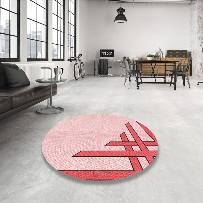 Round Patterned Light Rose Pink Rug in a Office, pat843rd