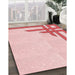 Patterned Light Rose Pink Rug in Family Room, pat843rd