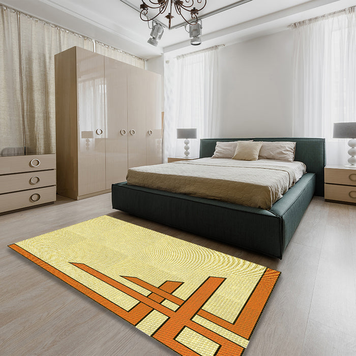 Patterned Sun Yellow Rug in a Bedroom, pat843yw