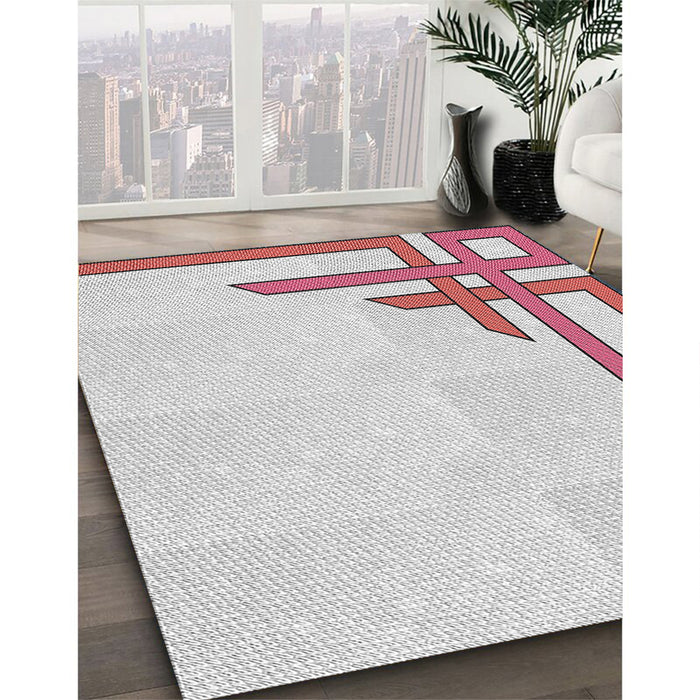 Patterned Off-White Novelty Rug in Family Room, pat843