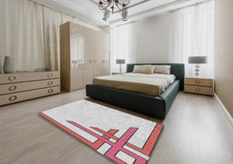 Patterned Off-White Novelty Rug in a Bedroom, pat843