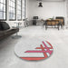 Round Patterned Off-White Novelty Rug in a Office, pat843