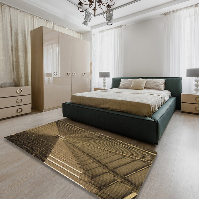 Round Machine Washable Transitional Light Brown Rug in a Office, wshpat844brn