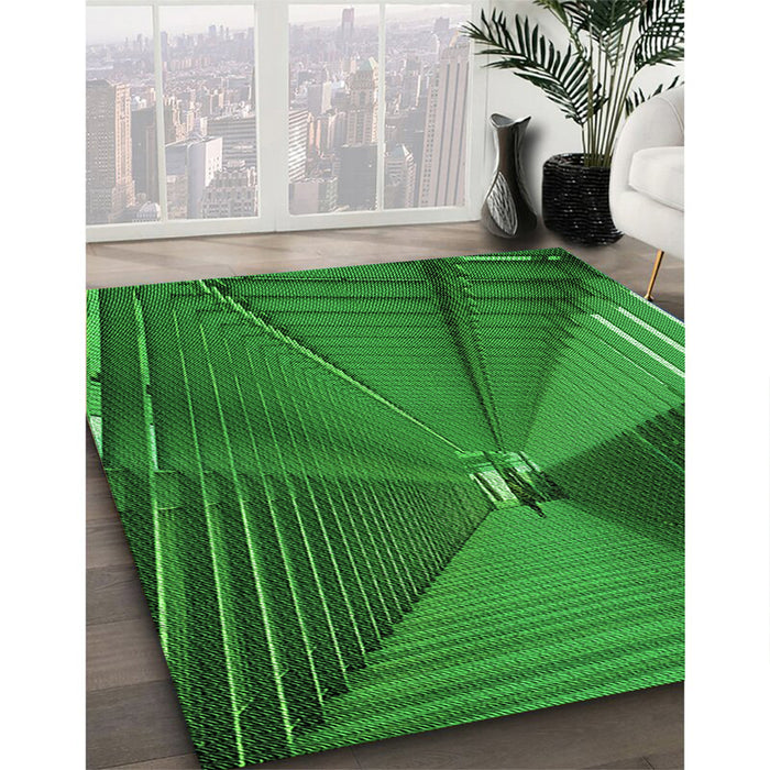 Machine Washable Transitional Dark Green Rug in a Family Room, wshpat844grn