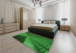 Patterned DarkGreen Rug in a Bedroom, pat844grn