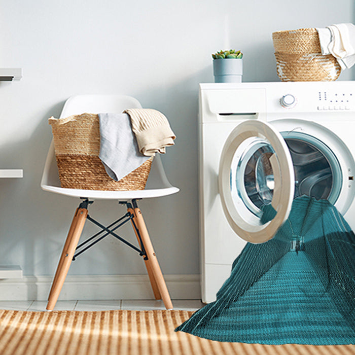 Machine Washable Transitional Dark Turquoise Green Rug in a Washing Machine, wshpat844lblu