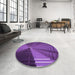 Round Patterned Purple Rug in a Office, pat844pur