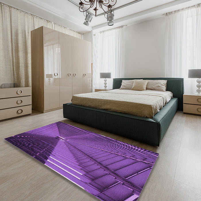 Round Machine Washable Transitional Purple Rug in a Office, wshpat844pur