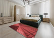 Patterned Tomato Red Rug in a Bedroom, pat844rd