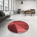 Round Patterned Tomato Red Rug in a Office, pat844rd