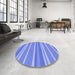 Round Patterned Blue Rug in a Office, pat845blu