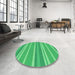 Round Patterned Neon Green Rug in a Office, pat845grn