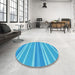 Round Patterned Bright Turquoise Blue Rug in a Office, pat845lblu