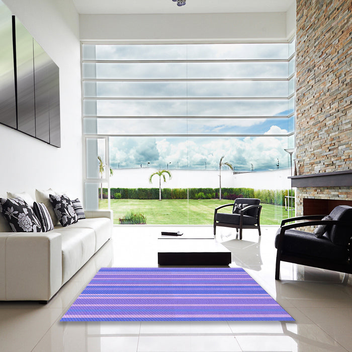 Square Patterned Light Slate Blue Rug in a Living Room, pat845pur