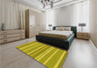 Patterned Dark Golden Brown Rug in a Bedroom, pat845yw