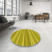 Round Patterned Dark Golden Brown Rug in a Office, pat845yw