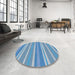 Round Patterned Light Sky Blue Novelty Rug in a Office, pat845