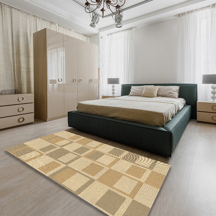 Patterned Bronze Brown Rug in a Bedroom, pat846brn