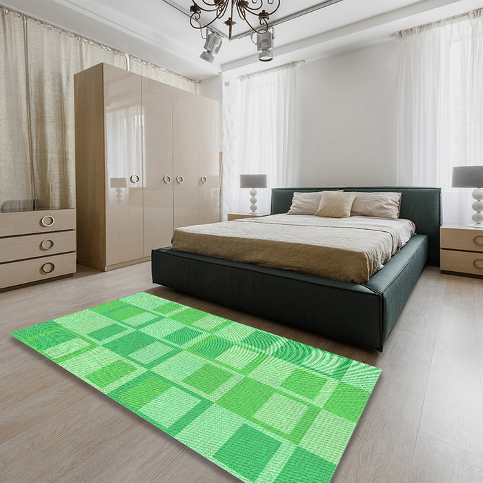 Patterned Green Rug in a Bedroom, pat846grn