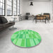 Round Patterned Green Rug in a Office, pat846grn