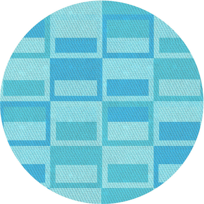 Square Patterned Bright Turquoise Blue Rug, pat846lblu