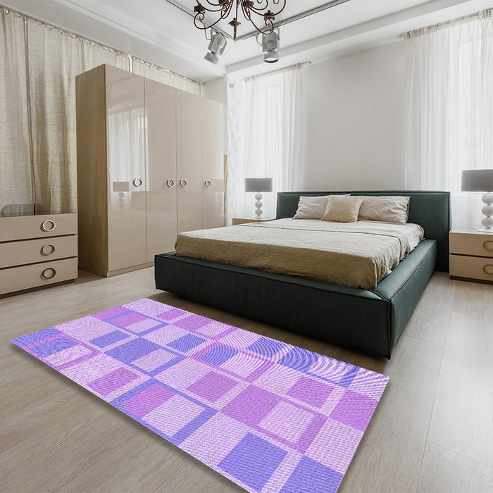 Patterned Purple Rug in a Bedroom, pat846pur
