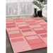 Patterned Pastel Pink Rug in Family Room, pat846rd