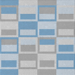Square Patterned Slate Blue Grey Novelty Rug, pat846
