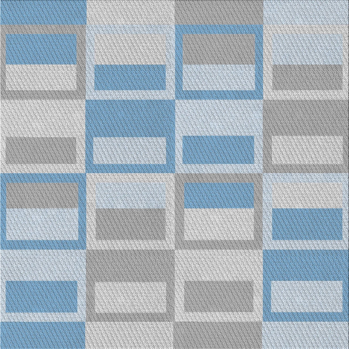 Square Patterned Slate Blue Grey Novelty Rug, pat846