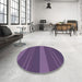 Round Patterned Purple Rug in a Office, pat847blu