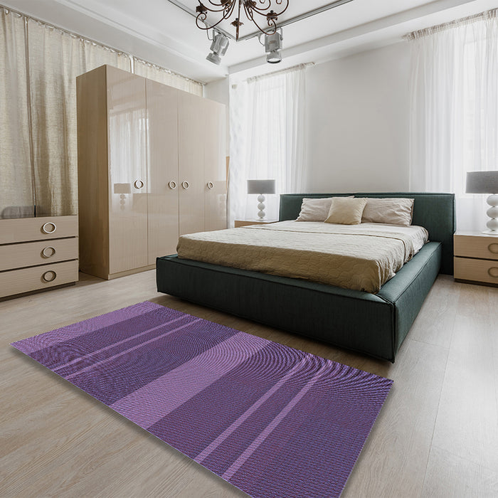 Patterned Purple Rug in a Bedroom, pat847blu