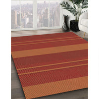 Patterned Orange Red Orange Rug, pat847brn