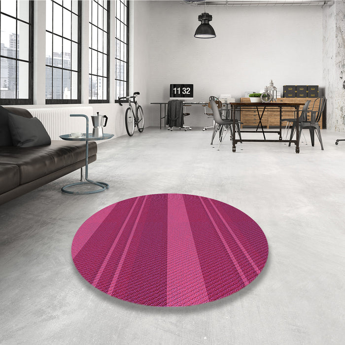 Round Patterned Deep Pink Rug in a Office, pat847pur