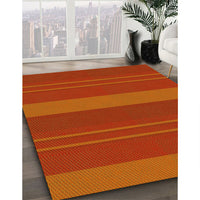 Patterned Orange Red Orange Rug, pat847yw