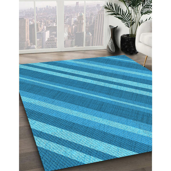 Machine Washable Transitional Blue Rug in a Family Room, wshpat848lblu