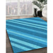 Machine Washable Transitional Blue Rug in a Family Room, wshpat848lblu