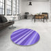 Round Patterned Purple Mimosa Purple Rug in a Office, pat848pur