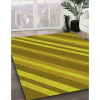 Patterned Dark Yellow Green Rug, pat848yw