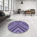 Round Patterned Purple Mimosa Purple Rug in a Office, pat849blu