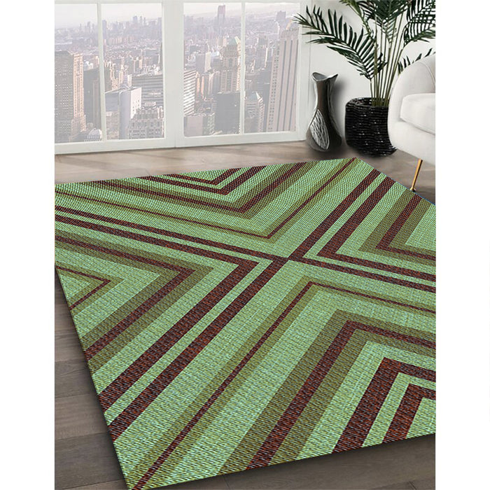 Patterned Green Rug in Family Room, pat849lblu