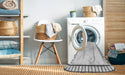 Machine Washable Transitional White Smoke Rug in a Washing Machine, wshpat84