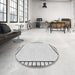 Round Machine Washable Transitional White Smoke Rug in a Office, wshpat84