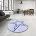 Round Patterned Lavender Blue Rug in a Office, pat85blu