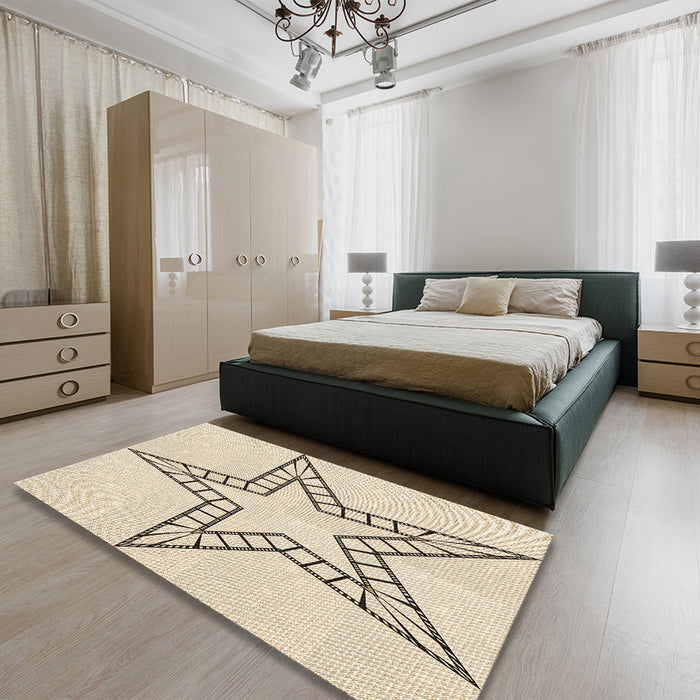 Patterned Moccasin Beige Rug in a Bedroom, pat85brn