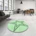 Round Patterned Mint Green Rug in a Office, pat85grn