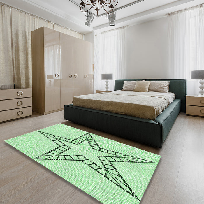 Patterned Mint Green Rug in a Bedroom, pat85grn