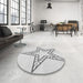 Round Patterned Platinum Gray Rug in a Office, pat85gry