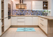 Patterned Electric Blue Rug in a Kitchen, pat85lblu