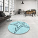 Round Patterned Electric Blue Rug in a Office, pat85lblu