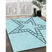 Patterned Electric Blue Rug in Family Room, pat85lblu